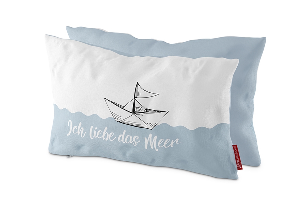 Geschenk für Dich Maritimes Kissen Dekokissen "Ich liebe das Meer" Motiv Schiff, 396813, 4027268261710