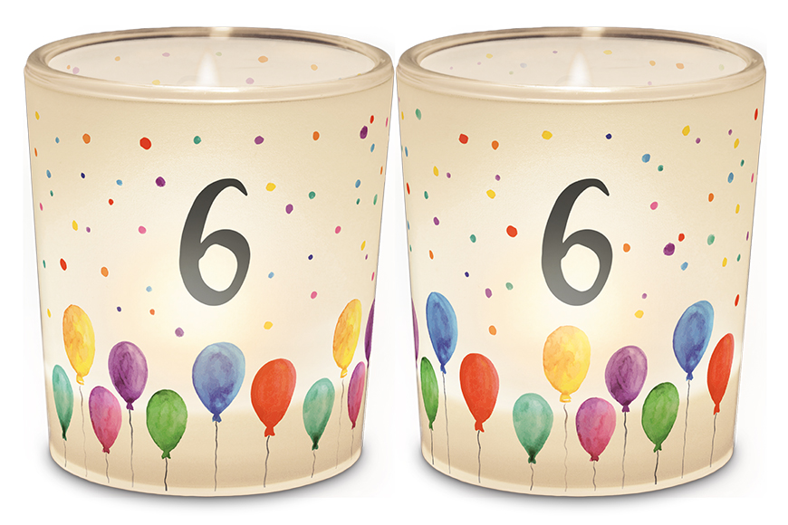 Geschenk für Dich Windlicht Kerzenglas mit Zahl 6 Geburtstagsdekoration