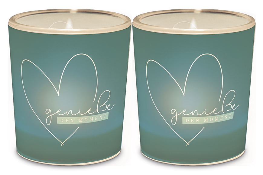 Windlicht Kerzenglas mit Botschaft "Genieße den Moment", 640352, 4027268279760