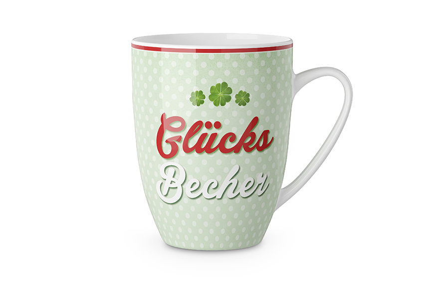 Keramik Becher Tasse mit Spruch "Glücksbecher", 950719, 4027268234448, Geschenk für Dich :-)