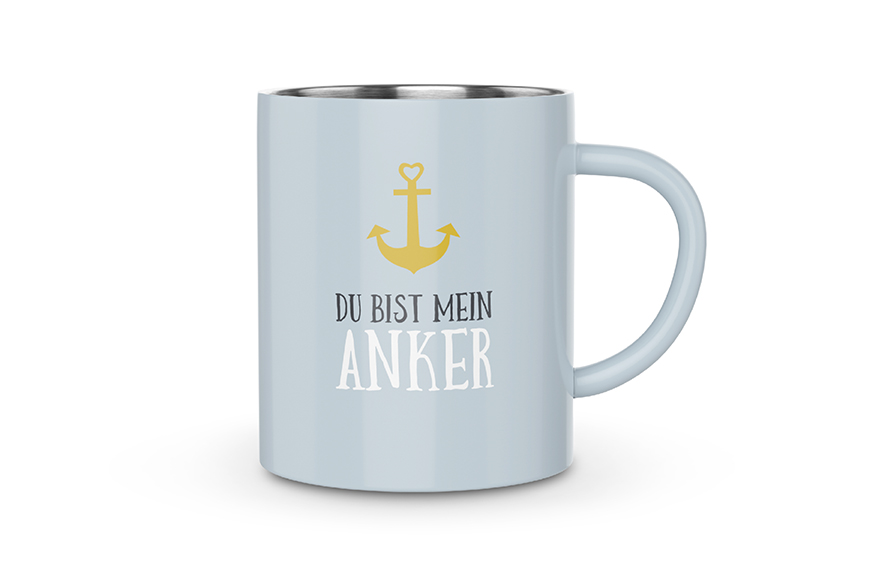 Geschenk für Dich Edelstahl Thermobecher maritime Outdoor Tasse "Du bist mein Anker", 538811, 4027268285730