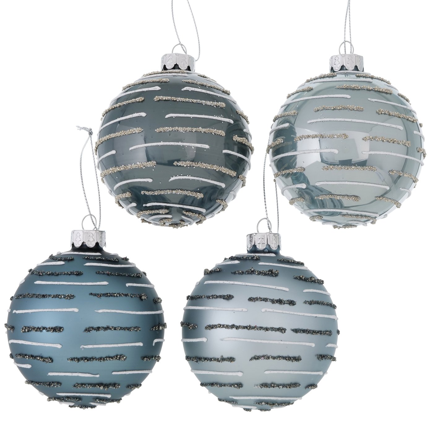 Glas Weihnachtskugel "Vittula" graublau, grau 12er Set - D 8cm, 2012092, 4020607893689, Christbaumkugeln, Weihnachtsbaumkugeln, Boltze