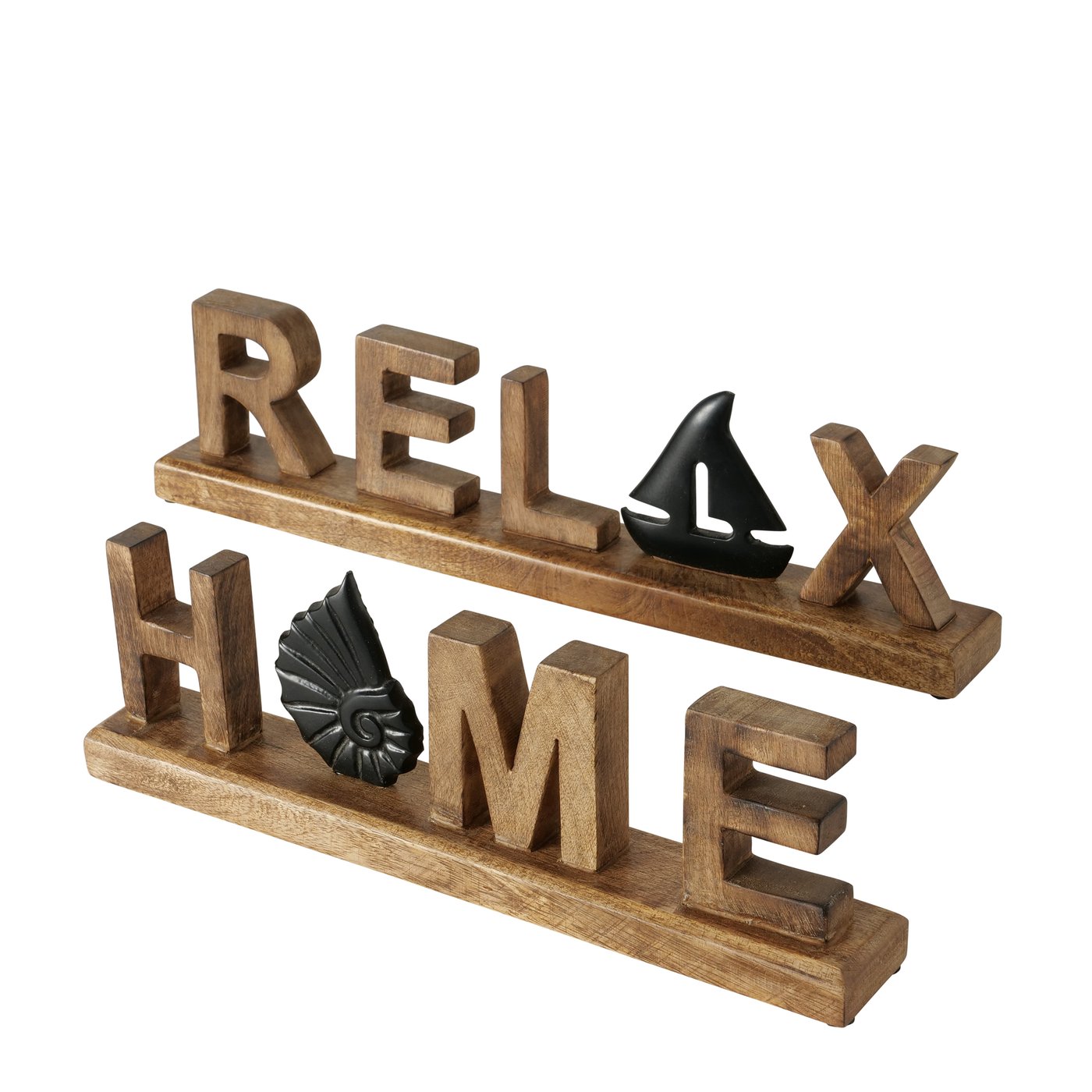 Deko Aufsteller Schriftzug "Home / Relax" maritim schwarz braun, 2018355, 4020607981676