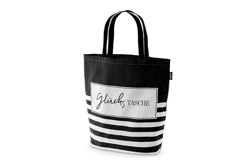 Geschenk für Dich Shopper Tasche "Glückstasche" schwarz weiß Shopping Bag, 399571, 4027268318254