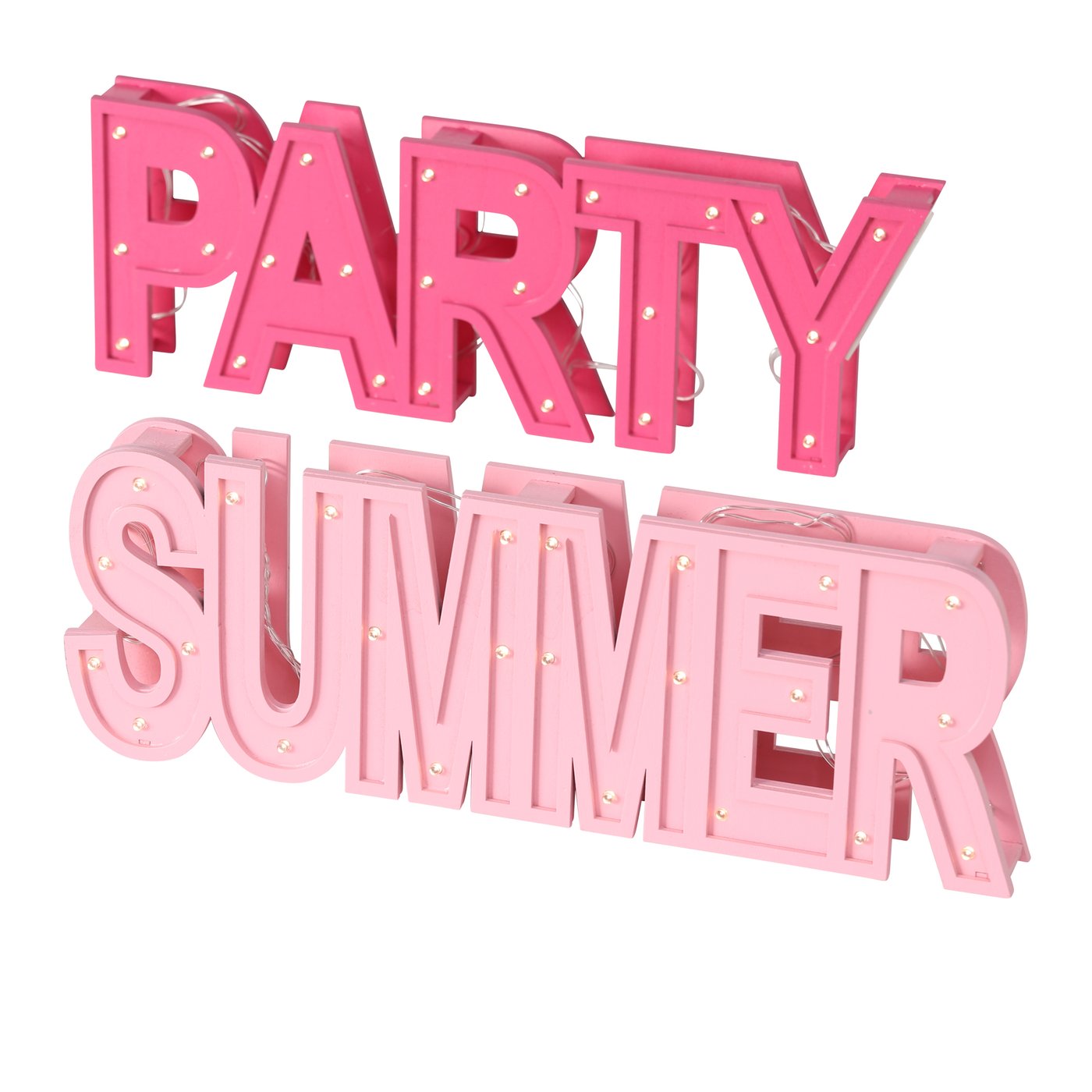 Boltze LED Aufsteller Schriftzug "Party + Summer" rosa pink, 1020669, 4020607725270