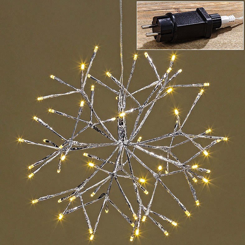 LED Stern silber Leuchtstern, Weihnachtsbeleuchtung, 2000177, 4020607450578