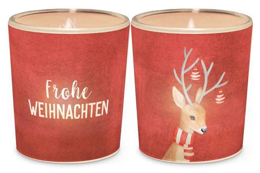 Windlicht Kerzenglas mit Botschaft "Frohe Weihnachten", 640181, 4027268293360