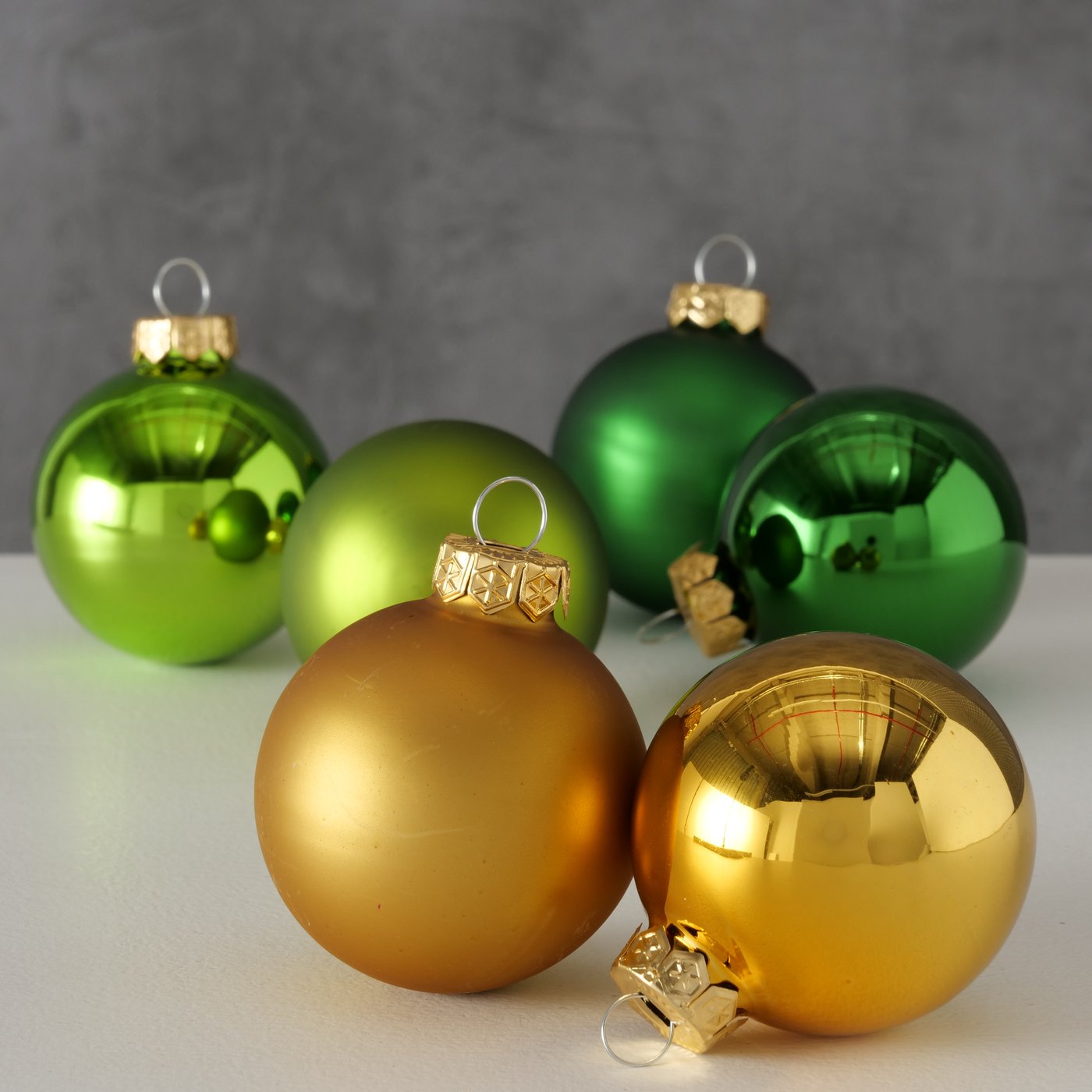 Glas Weihnachtskugel grün gold matt glänzend, 2005128, 4020607794078, Christbaumkugeln, Weihnachtsbaumkugeln