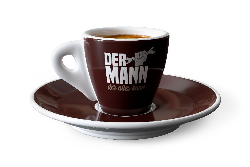 Espressotasse mit Teller "Der Mann der alles kann" - Echte Kerle, 930364, 4027268301157, Geschenk für Dich :-)