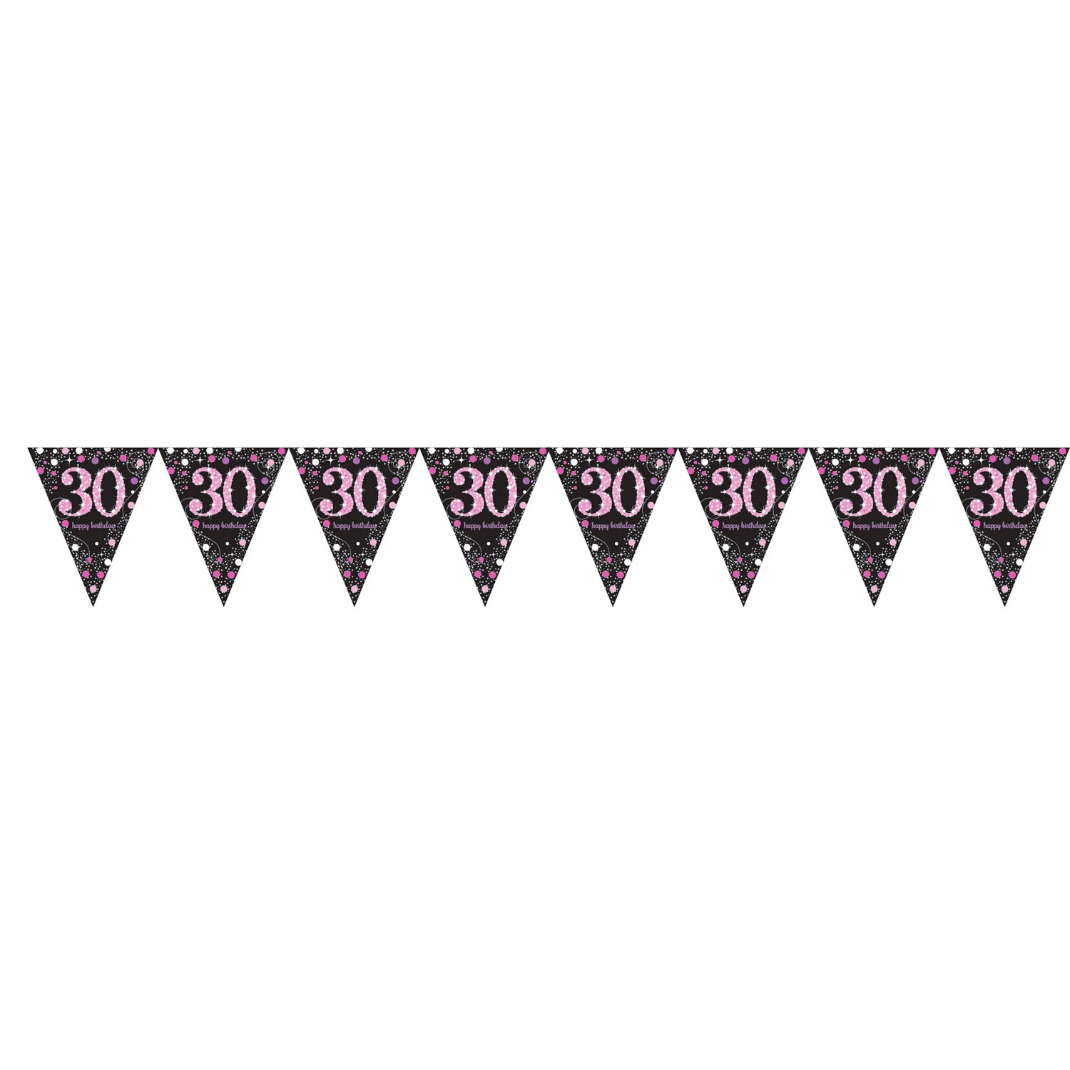 Wimpelkette Wimpelgirlande zum 30. Geburtstag pink schwarz