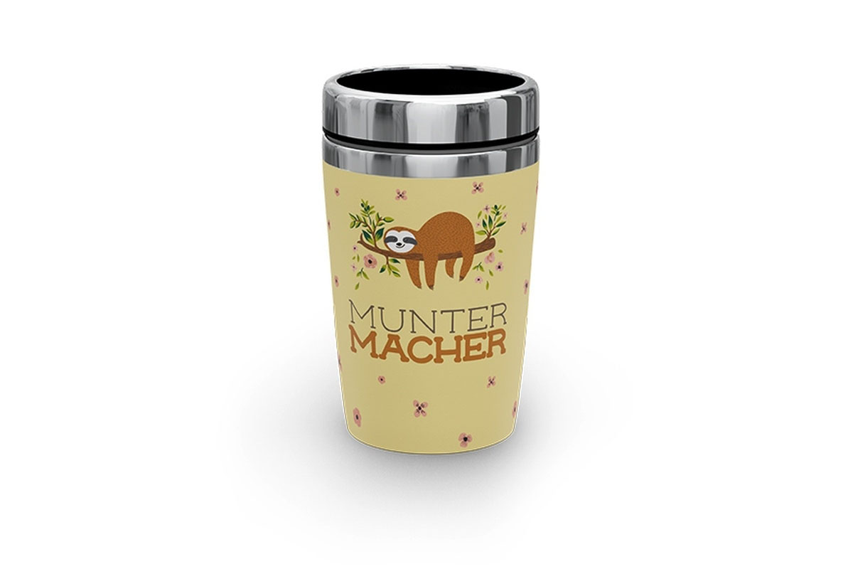 Geschenk für Dich Coffee Tee to go Thermobecher Camping-Becher "Muntermacher", 388677, 4027268257904