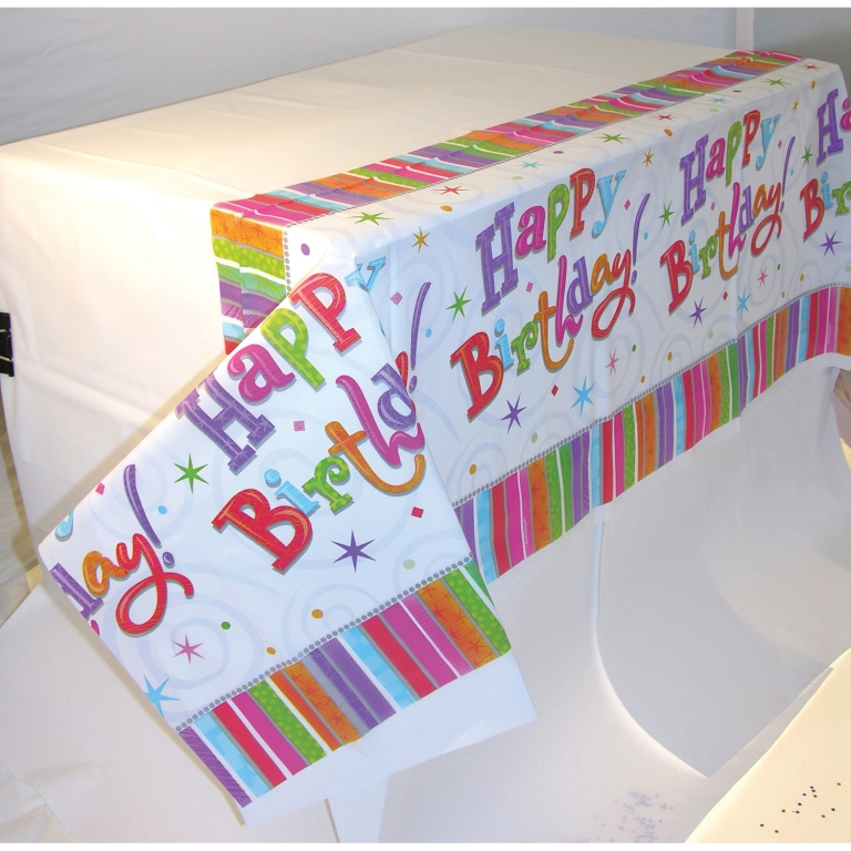 Kunststoff Tischdecke Geburtstags-Tischdecke Tischläufer "Happy Birthday" bunt Radiant Birthday